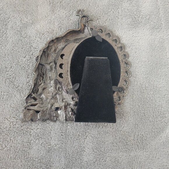 Pier 1 Peacock Picture Photo Frame Oval Rhinestone 3" x 2.5" Free Standing S30E - Picture 5 of 9
